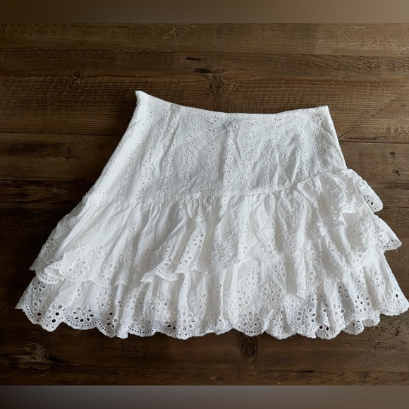 DO+BE 3-tiered white eyelet miniskirt women small - Picture 2 of 11